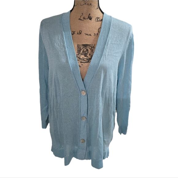 Chico's Pale‎ Blue Lightweight Cardigan Sweater Size 3 XL new!!! - Picture 1 of 7